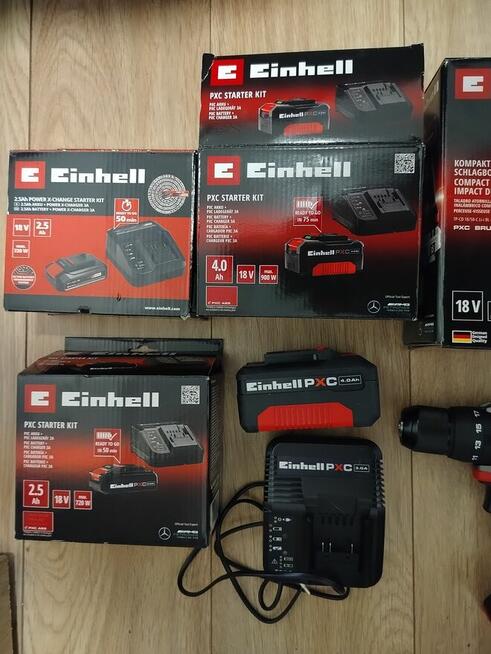 Einhell Wiertarko Wkrętarki na baterie + baterie i ładowarki