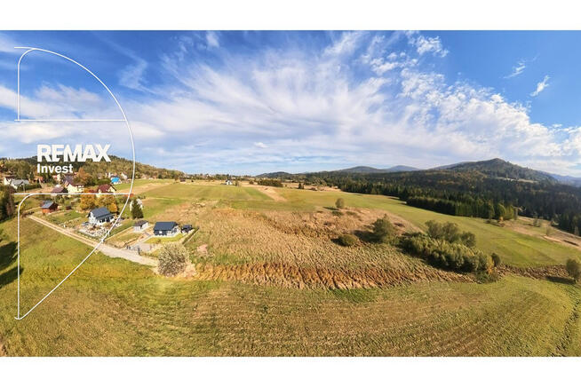 Działka budowlana 2 946 m² z widokiem na Beskidy