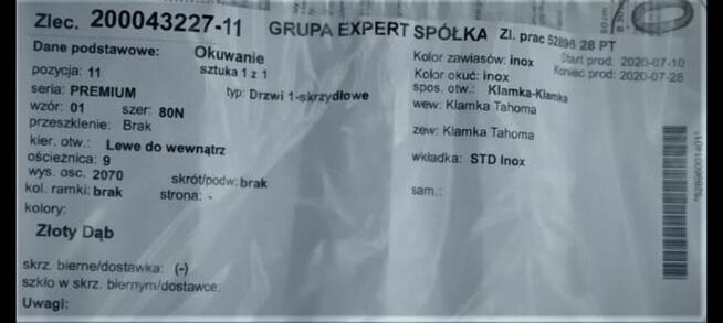 Drzwi wejściowe PREMIUM Złoty Dąb 80N – Lewe | Nowe, komplet