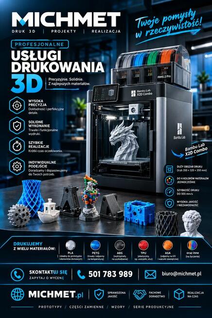 Druk 3D na zamówienie figurki części prototypy drukarka 3d