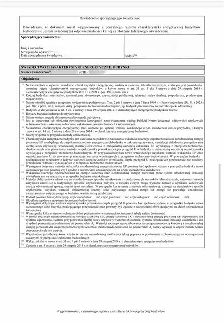 Świadectwo Charakterystyki Energetycznej