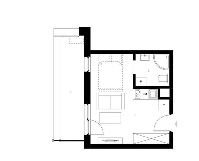 Nowoczesna kawalerka 21,68 m² | Pruszków