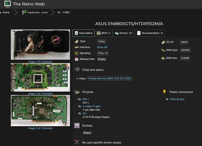 Karta graficzna Asus GeForce 8800GTS 512 MB vintage kultowa