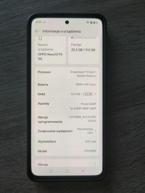 Oppo Reno 13 FS 5G 12/512gb Etui Gwarancja