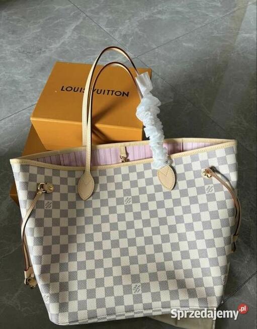 Torebka Louis Vuitton Neverfull MM biała kratka