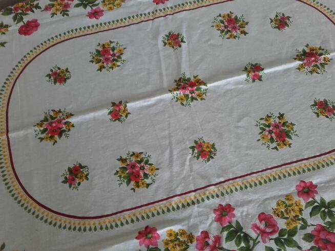 Obrus lniany vintage PRL 160 x 130