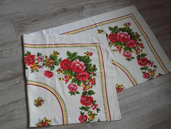 Obrus lniany vintage PRL 160 x 130