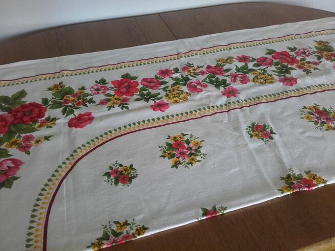 Obrus lniany vintage PRL 160 x 130