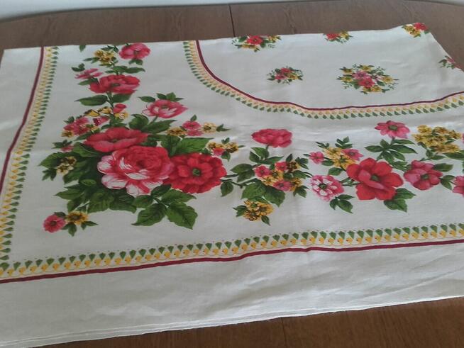 Obrus lniany vintage PRL 160 x 130
