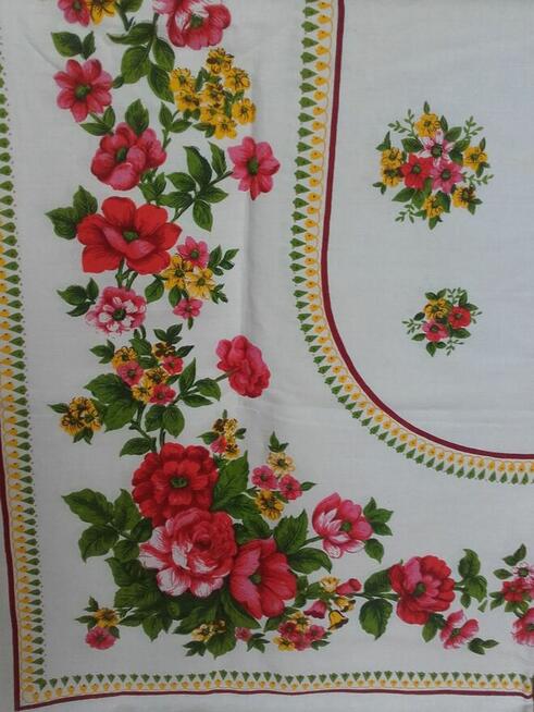 Obrus lniany vintage PRL 160 x 130