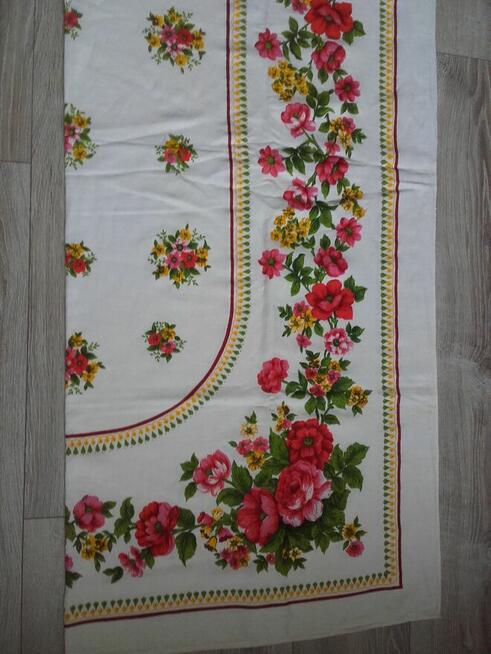 Obrus lniany vintage PRL 160 x 130