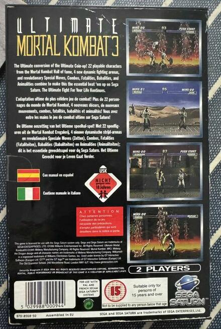 Ultimate Mortal Kombat 3 Sega Saturn