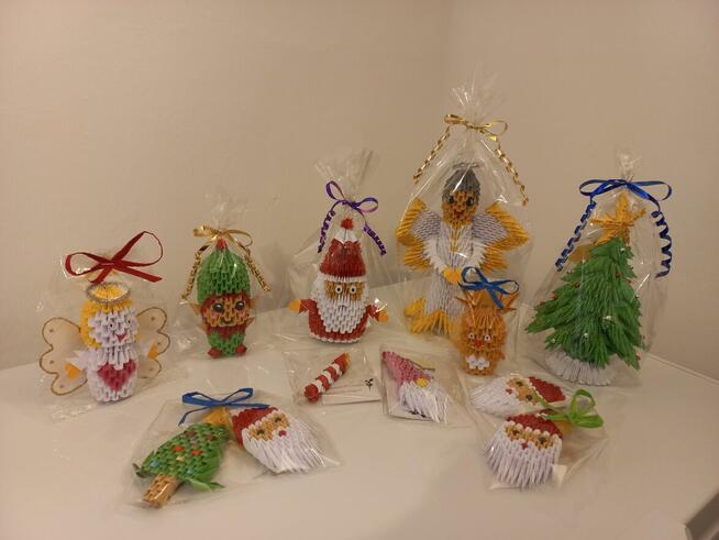 Mikołaj - prezent, dekoracja rękodzieło origami, handmade