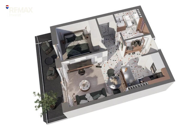 2 pokoje | 37,59 m² | Balkon + widok na Beskidy
