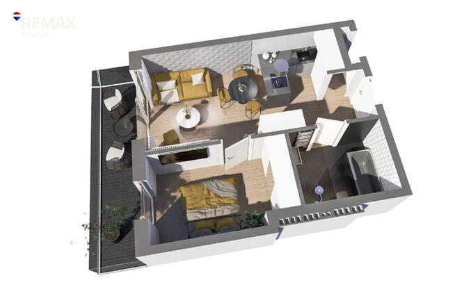 2 pokoje | 38,92 m² | Balkon z widokiem