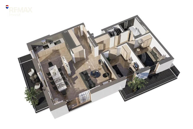 3 pokoje | 76,88 m² | Taras i widok na Beskidy