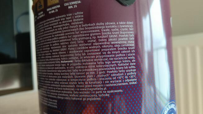 Farba plamoodporna, oddychająca, paraodporna, Magnat do szor