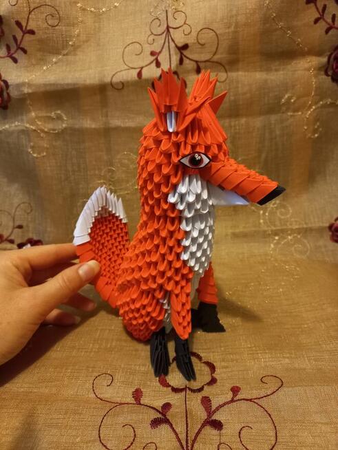 Lis, lisek, zwierzę -rękodzieło origami -dekoracja jesienna