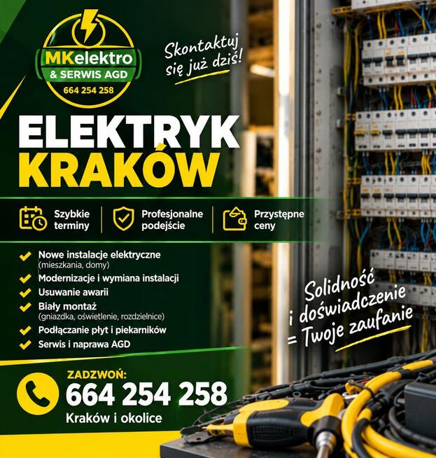 Elektryk Kraków -Instalacje Biały montaż Serwis AGD