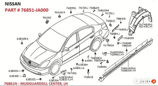 Nissan USA: Nissan Part # 93821-JB12B MUDGUARD SET-REAR, LH