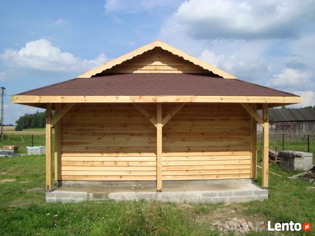 GARAŻ DREWNIANY dom domek wiata drewna 2 drewutnie