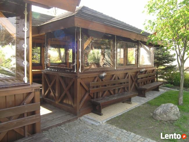 Zabudowa tarasu, altany, werandy z drewna, plandeki, folia