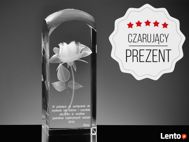 Rocznica Urodziny Ślub - Róża 3D w szkle na Prezent