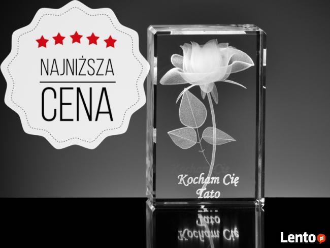 Róża 3D Prezent z Miłości w kryształowej statuetce.