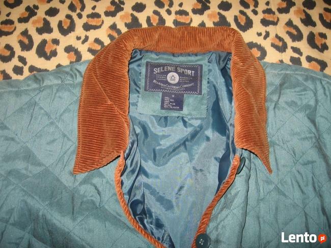 Pikowana Zielona Kurtka Z Kieszeniami, XXL