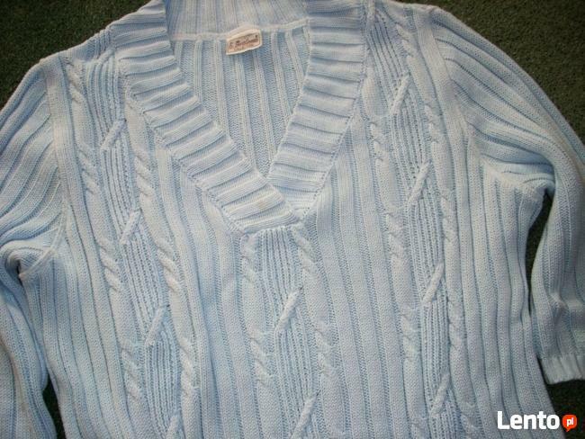 Modny SWETER Warkocze Dekolt V j nowy 42 44