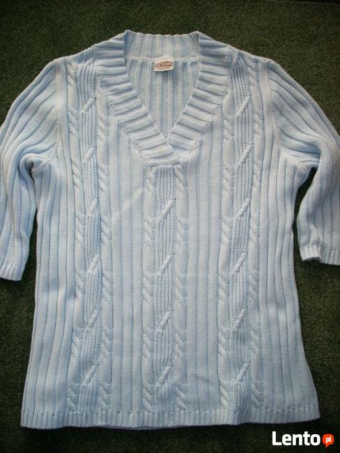 Modny SWETER Warkocze Dekolt V j nowy 42 44
