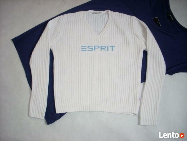 ESPRIT jasny sweterek V z logo 36 38