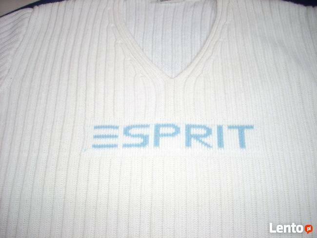 ESPRIT jasny sweterek V z logo 36 38