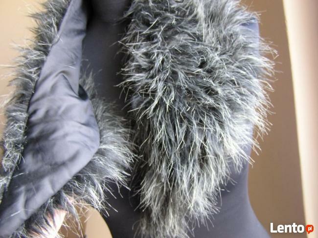 Czarny z szarymi koncami futerko kołnierz SZTUCZNE