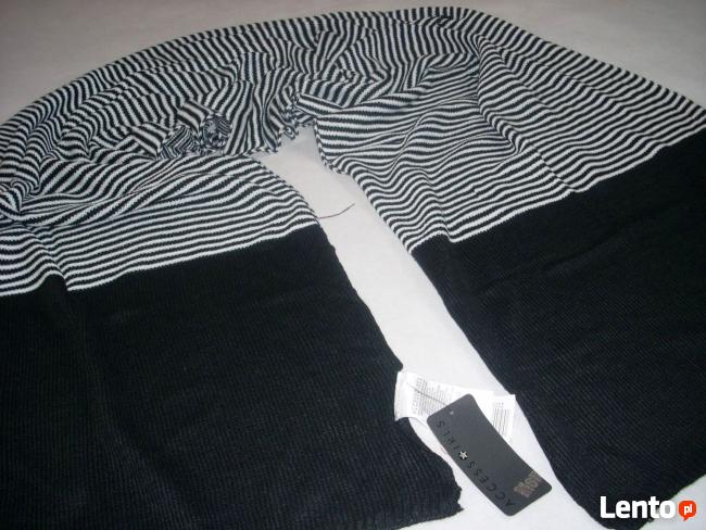 NEW YORKER Szal Czarno Biały Paski NOWY milutki