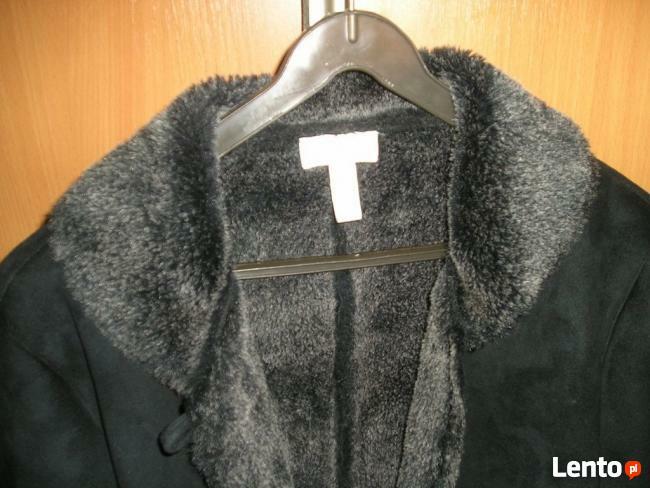 kożuszek czarny L 40 Charter Club, szal krata, pilotka