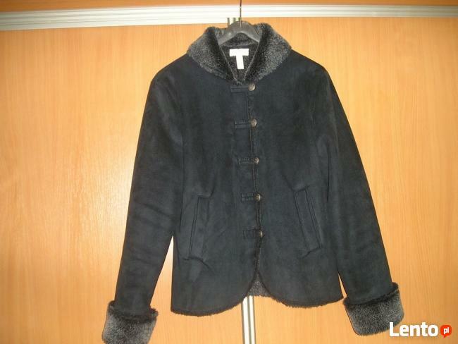 kożuszek czarny L 40 Charter Club, szal krata, pilotka