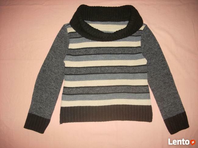 SZary Ciepły Sweter z Golfem Szerszym J Nowy 36