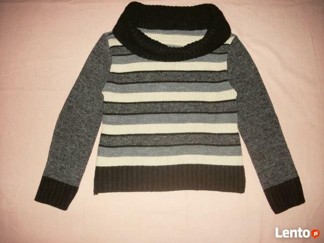 SZary Ciepły Sweter z Golfem Szerszym J Nowy 36