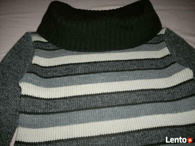 SZary Ciepły Sweter z Golfem Szerszym J Nowy 36