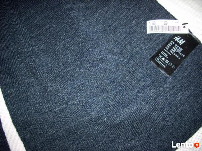 H&M Szalik Męski Dzianinowy Ciepły Granat NOWY