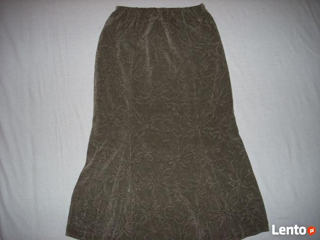 Długa Spódnica Khaki Welur 42 XL 40