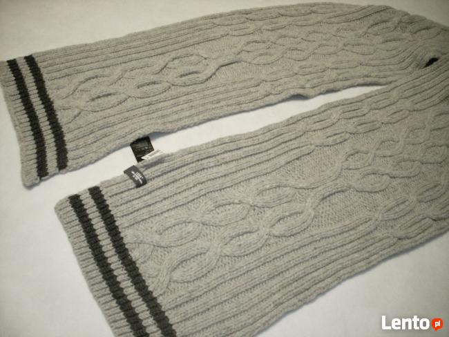 H&M Ciepły Wełniany Szal Zimowy Szary Wełna NOWY