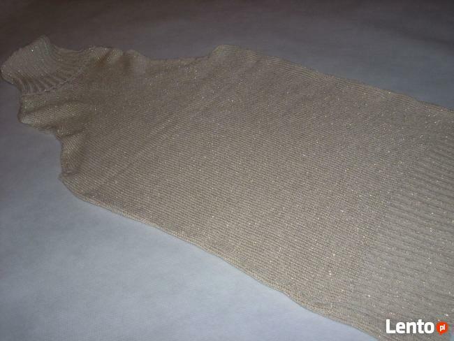 Bershka Tunika Sweterek cienki Golf Złota Nić 38 40