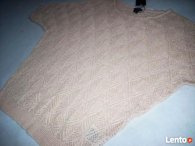 AMISU Sweterek Ażurowy Złota Nić NOWY 42 44