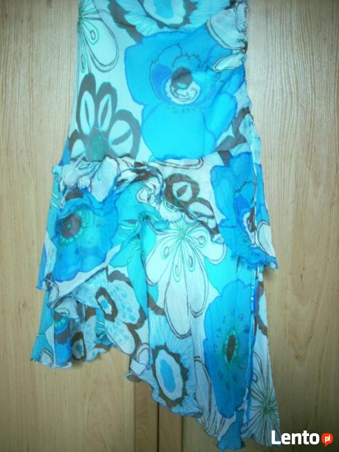 ZARA Jedwabna sukienka Falbanki 38 M