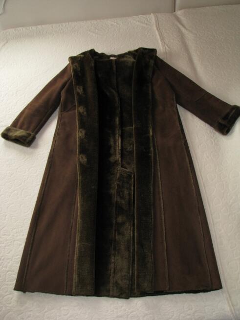 Elegancki kożuszek damski z kapturem, rozm. XXL