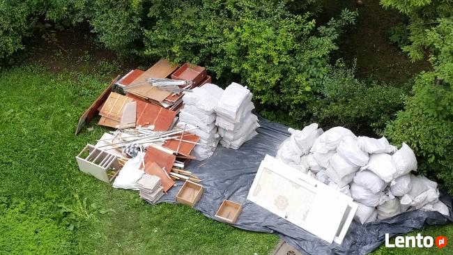 Dostarczenie materiałów budowlanych oknem balkonem gruzu