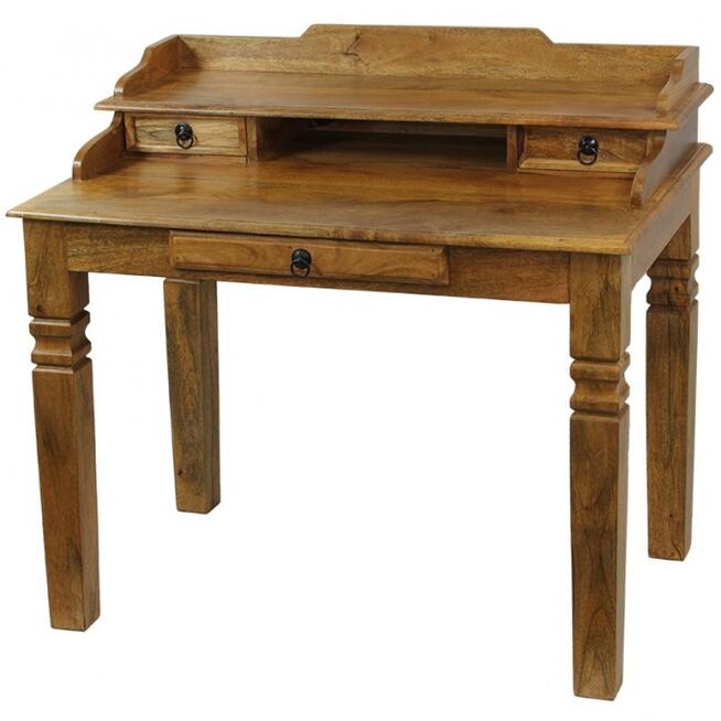 piękne kolonialne drewniane biurko z drzewa mango