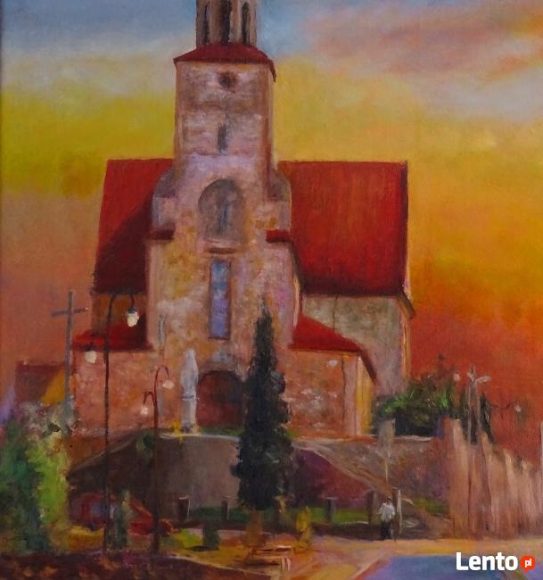 ŁOPUSZNO KOŚCIÓŁ obraz olejny.